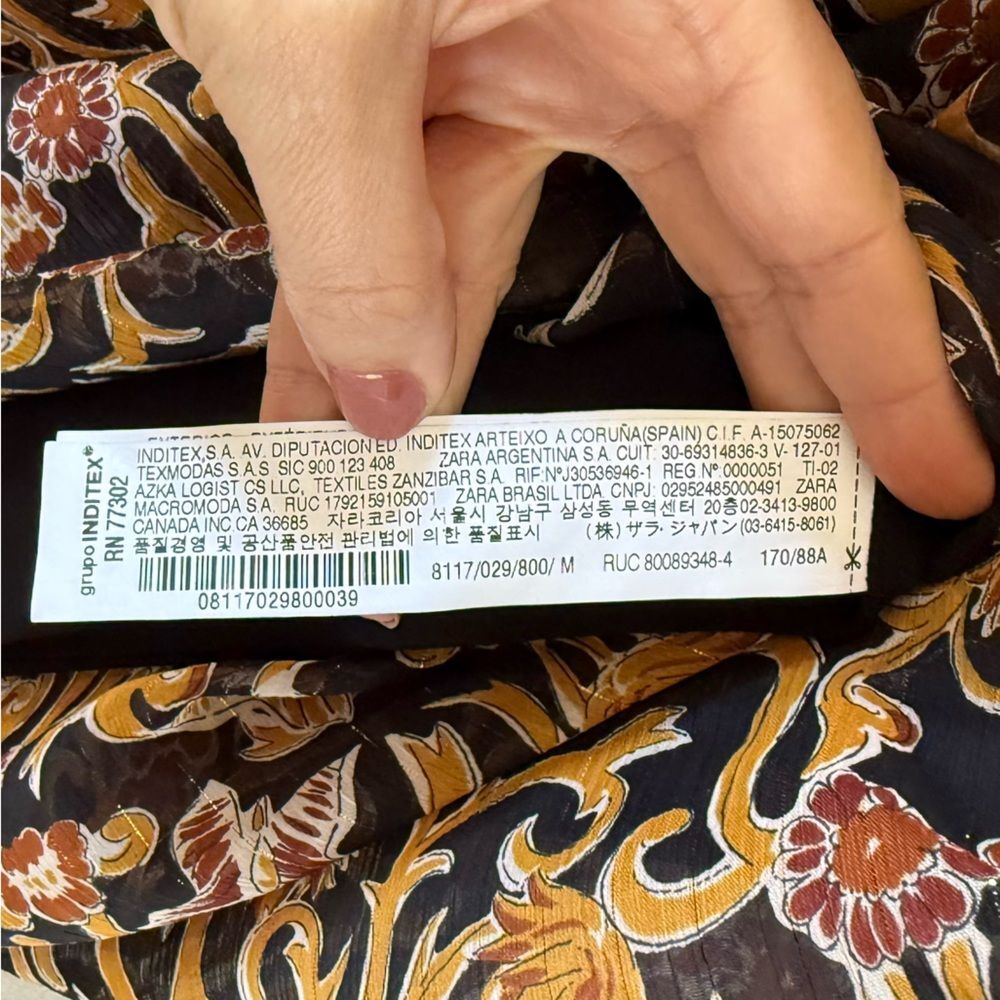 Zara Women Print Dress Knot Black Tan 8117/029 Size M NWT - Picture 11 of 16